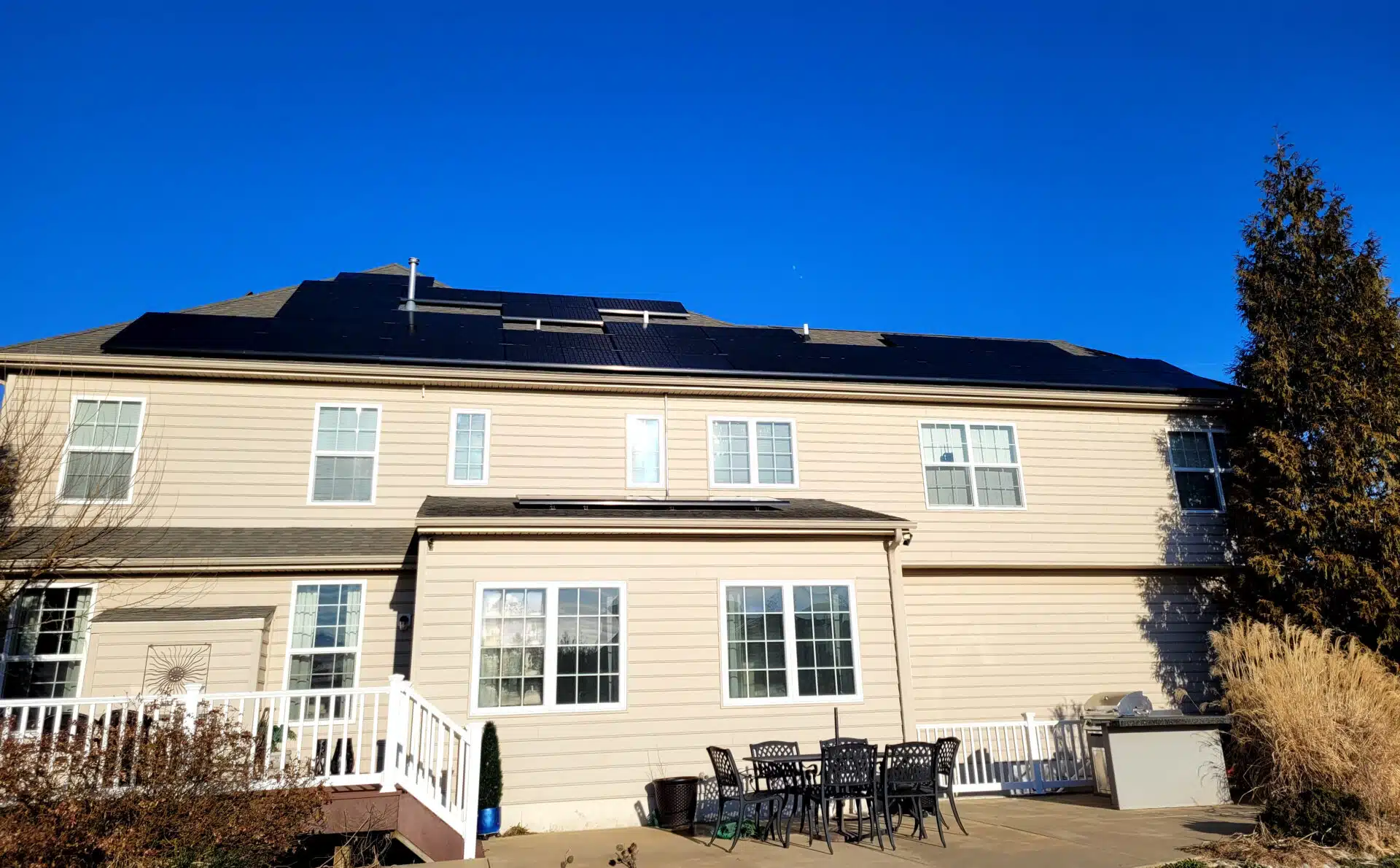 Home with solar panels on a sunny day